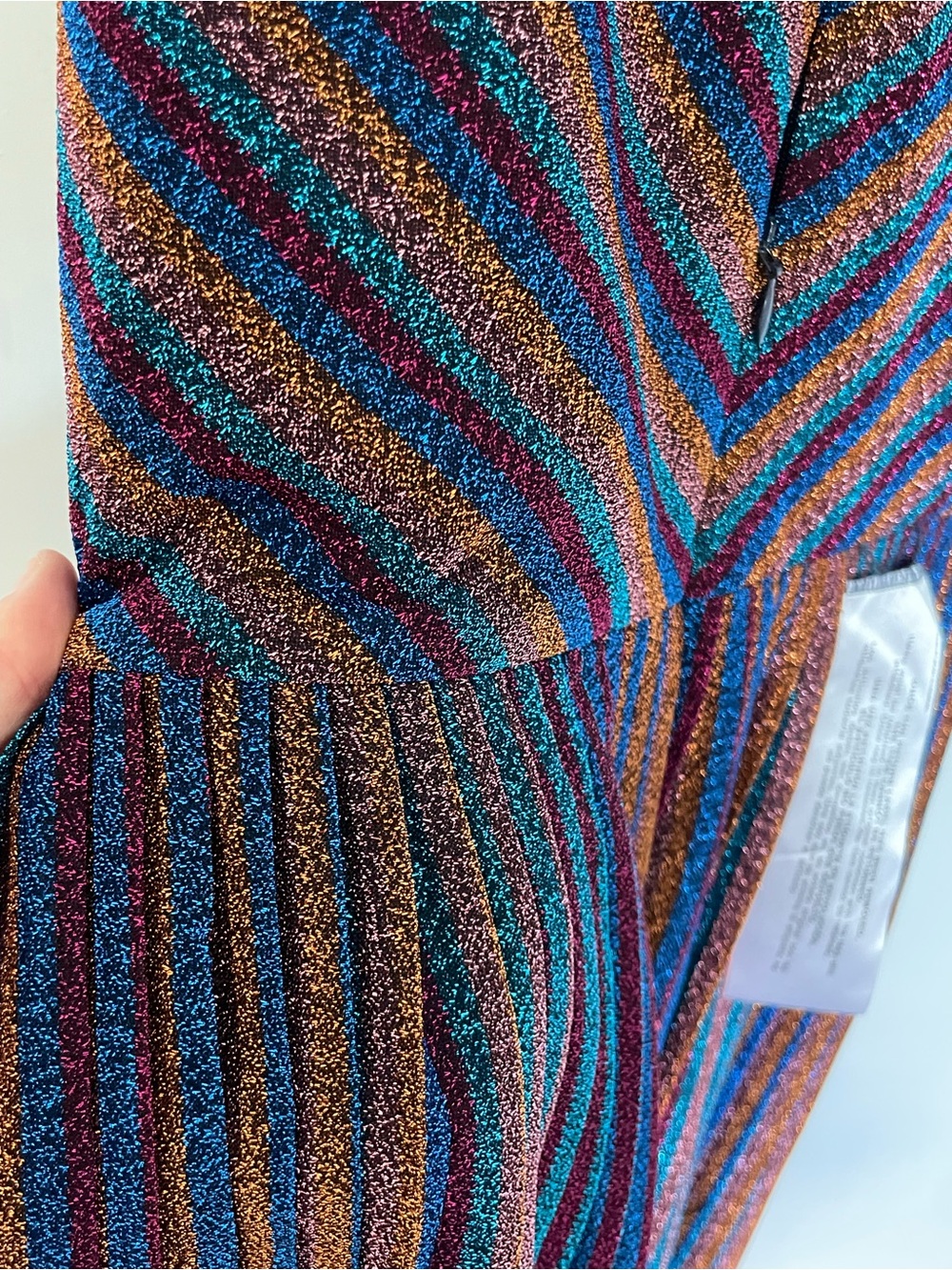 NWT Dress the Population Metallic Rainbow Stripe Hayley Dress, M - Picture 4 of 6